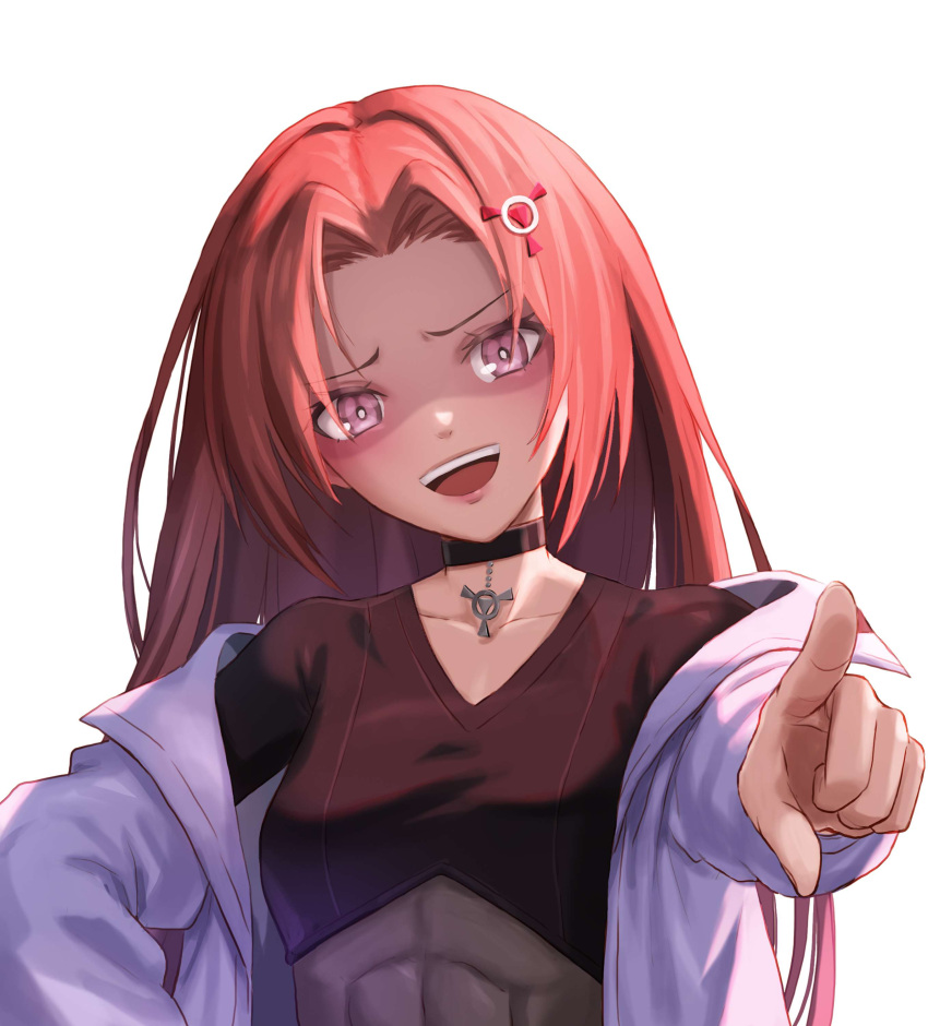 1girl, abs, absurdres, breasts, brown_hair, bullying, choker, commission