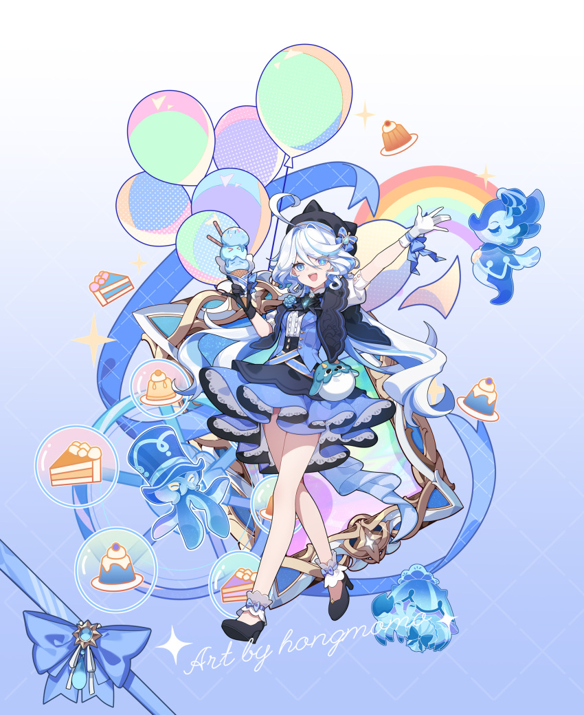 1girl, :d, absurdres, ahoge, alternate_costume, artist_name, ascot, asymmetrical_gloves