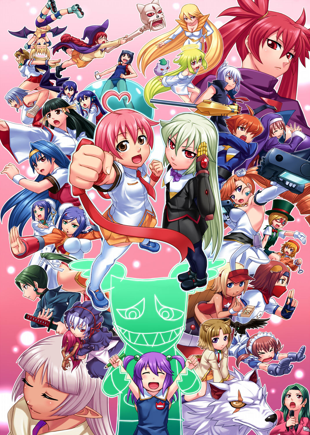 >_<, ^_^, ahoge, aino_heart, angelia_avallone, animal_ears, arcana_heart, arcana_heart_2