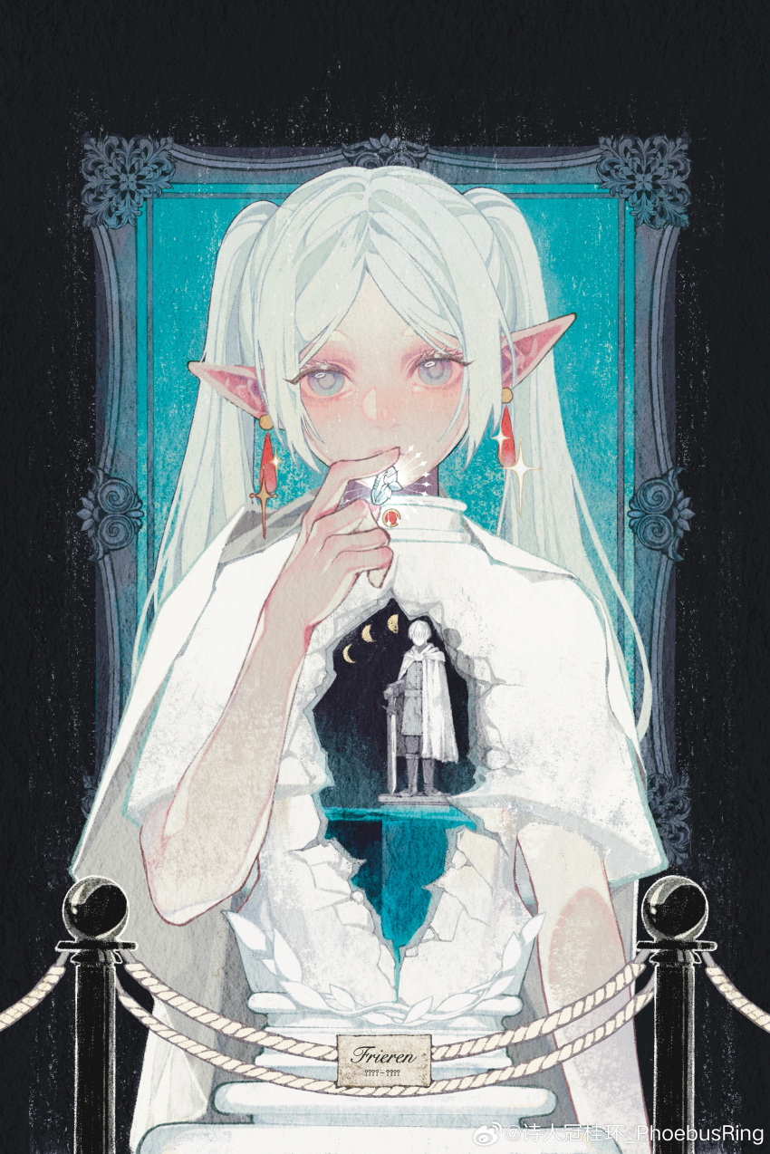 1boy, 1girl, absurdres, aqua_background, arm_at_side, artist_name, black_border, blue_eyes