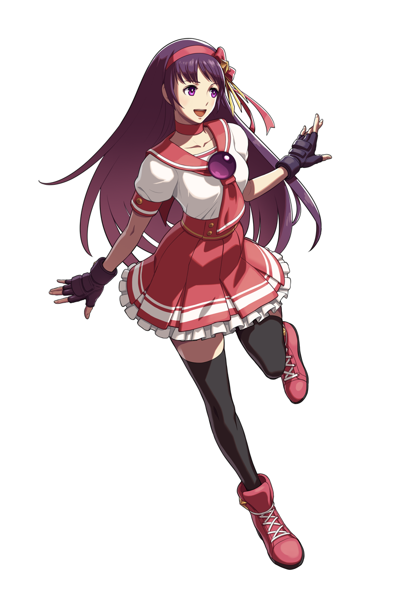 asamiya_athena, black_thighhighs, gloves, hair_ornament, hairband, official_art, psycho_soldier, purple_hair