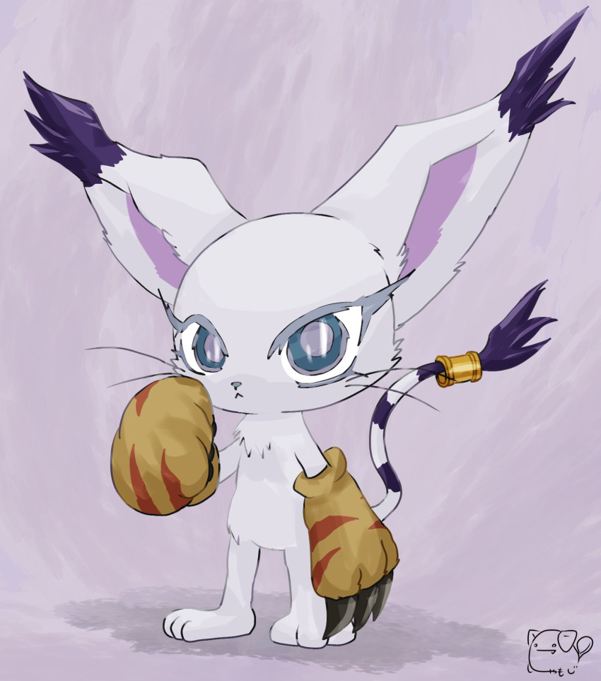 animal_hands, black_eyes, body_fur, cat, digimon, digimon_(creature), gloves, highres