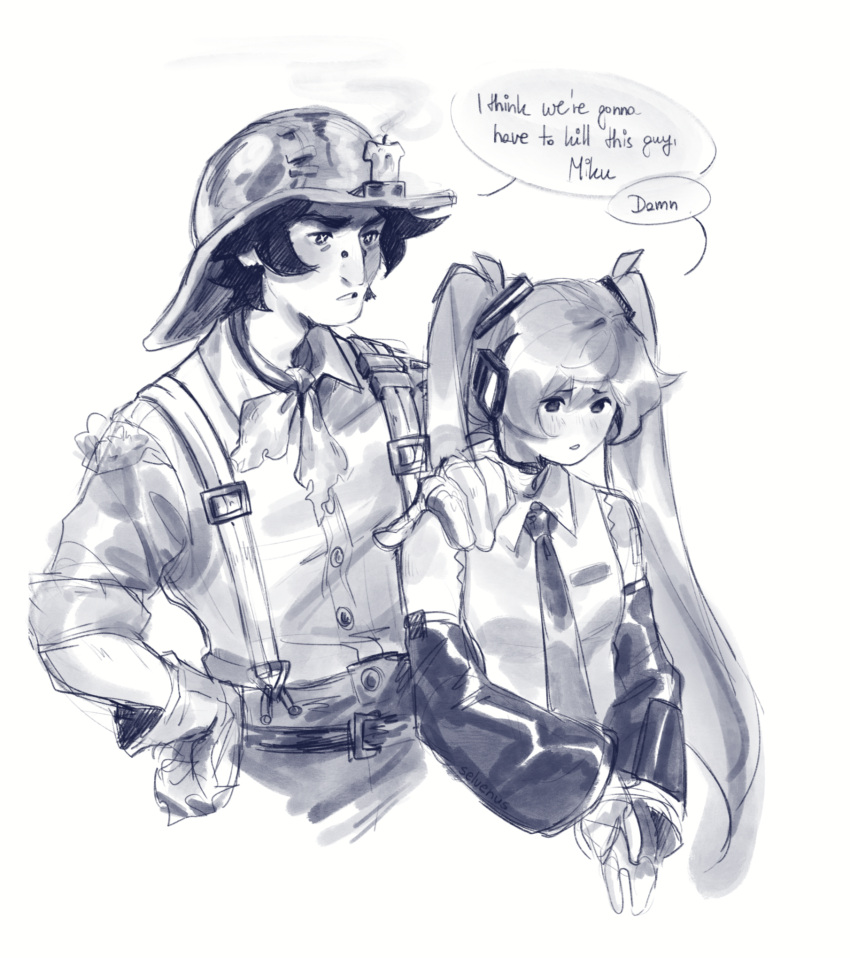 1boy, 1girl, blush, candle, cropped, detached_sleeves, english_commentary, english_text