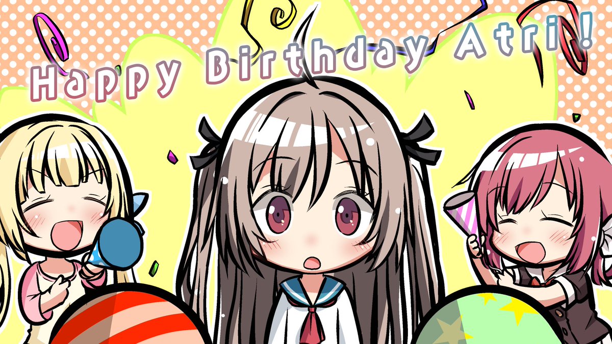 3girls, :d, :o, ^_^, ahoge, ascot, atri, atri-my_dear_moments-