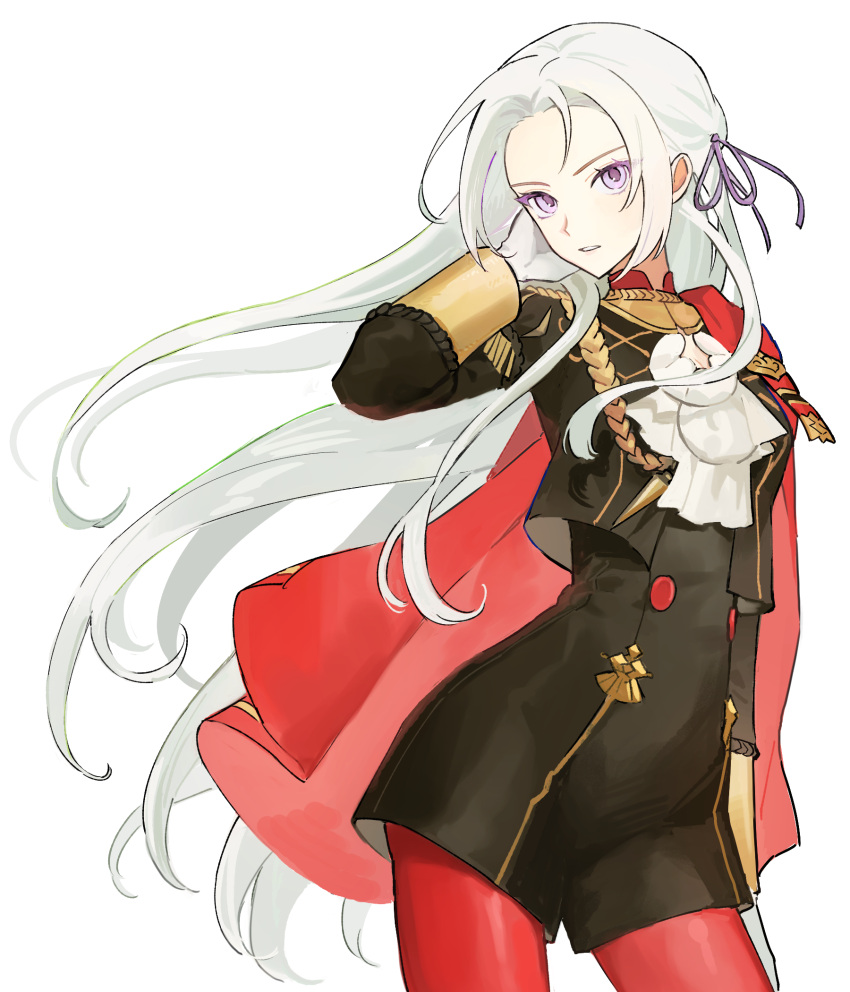 1girl, ascot, buttons, cape, commentary_request, edelgard_von_hresvelg, fire_emblem, fire_emblem:_three_houses