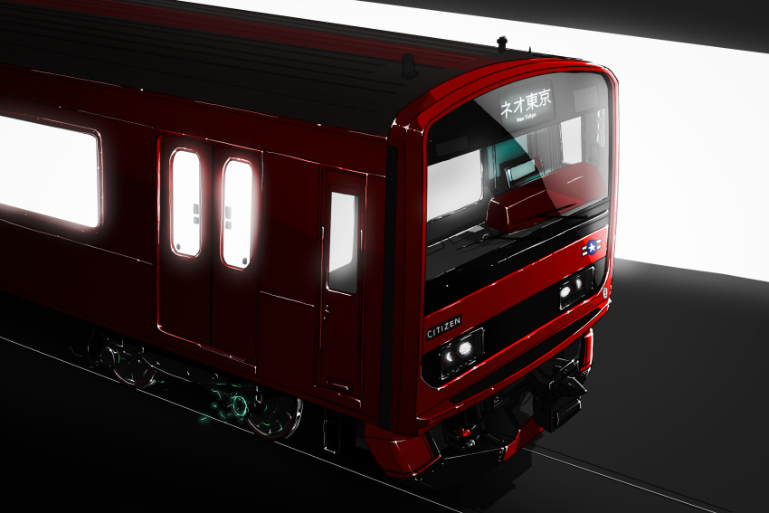 209all, akira_(manga), citizen_(brand), dark, east_japan_railway_company, glowing, headlight_beam, highres