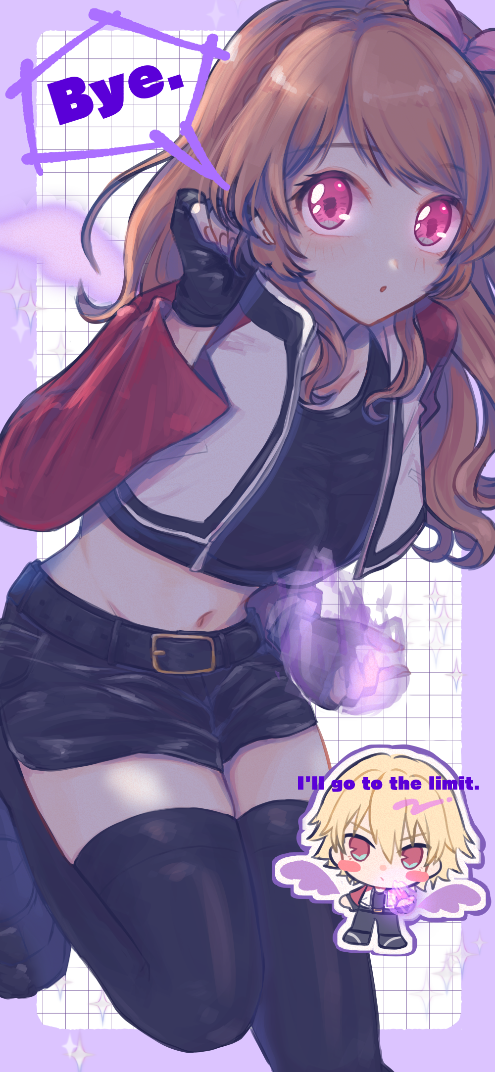 1girl, :o, aikatsu!, aikatsu!_(series), belt, black_shirt, black_shorts, black_socks