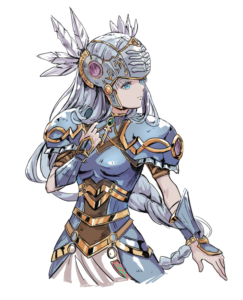 1girl, absurdres, armor, blue_eyes, braid, closed_mouth, commentary, english_commentary