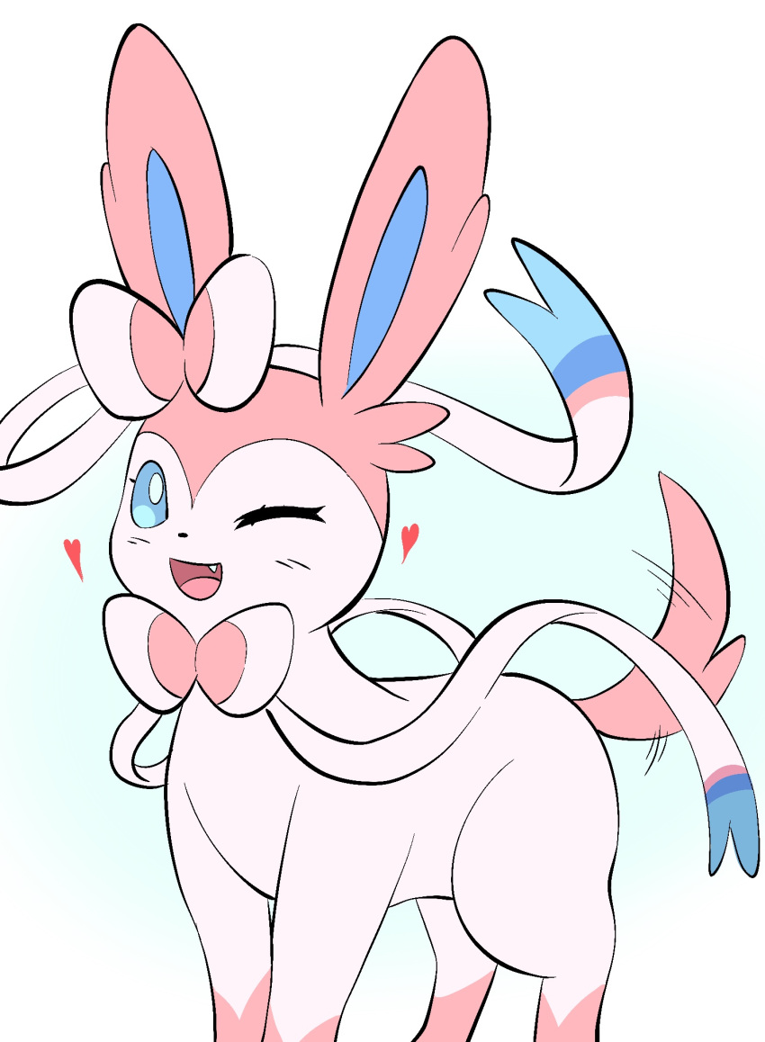 ;d, blue_eyes, bright_pupils, commentary_request, eyelashes, fang, happy, heart