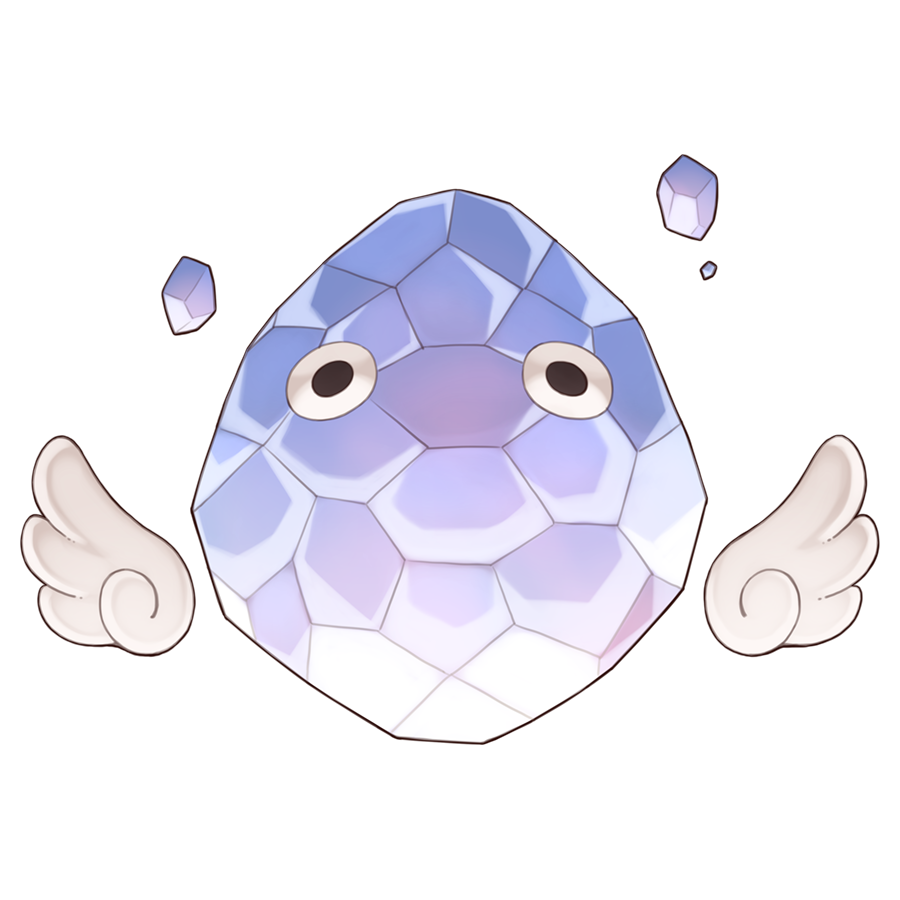 angel_wings, blue_gemstone, chibi, chibi_only, crystal, crystal_(ragnarok_online), full_body, gem, looking_at_viewer, no_humans, no_mouth, o_o, ragnarok_online, simple_background, solo, transparent_background, wings, yuichirou