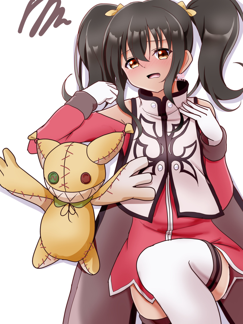 1girl, absurdres, anise_tatlin, black_hair, blush, brown_eyes, cape, commentary_request
