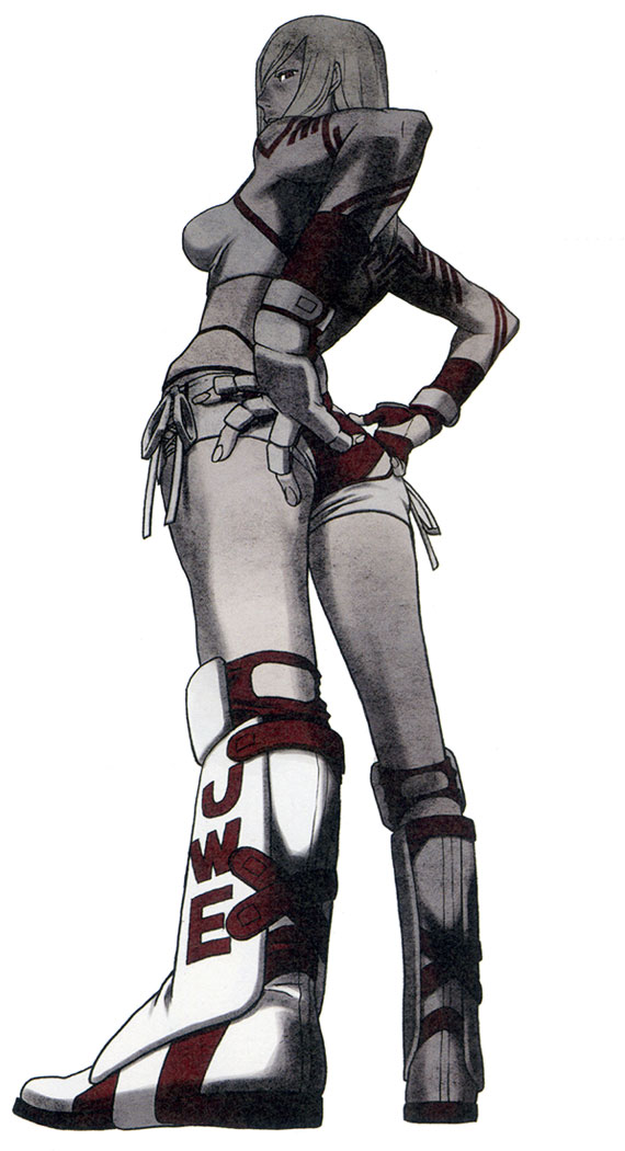 boots, fingerless_gloves, from_below, gloves, hand_on_hip, hands_on_hips, jeane_(nmh), kozaki_yuusuke