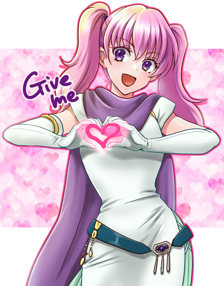 1girl, :d, dress, elbow_gloves, english_text, fire_emblem, fire_emblem:_the_blazing_blade, gloves