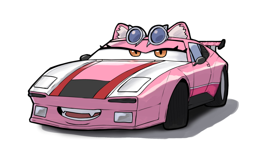 car, cars_(movie), commentary, de_tomaso_pantera, english_commentary, fangs, goggles, goggles_on_head