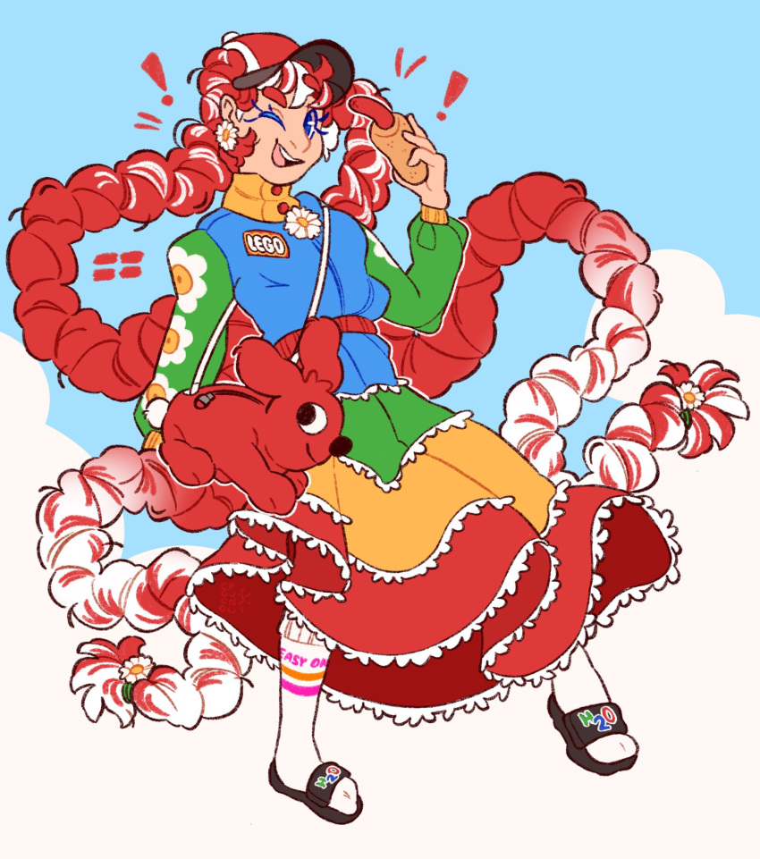 1girl, absurdly_long_hair, alternate_hair_color, bag, black_footwear, blue_eyes, cocopudu, denmark