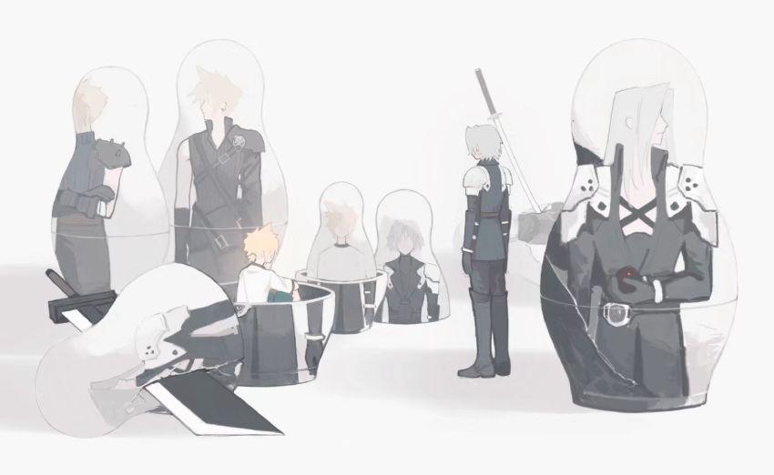 2boys, aged_down, arm_armor, armor, asymmetrical_gloves, asymmetrical_sleeves, baggy_pants, bandaged_arm
