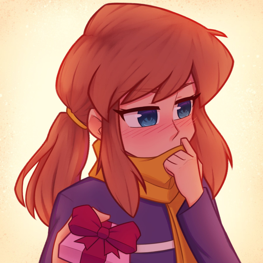 1girl, a_hat_in_time, aged_up, blue_eyes, blush, bow, box, brown_hair