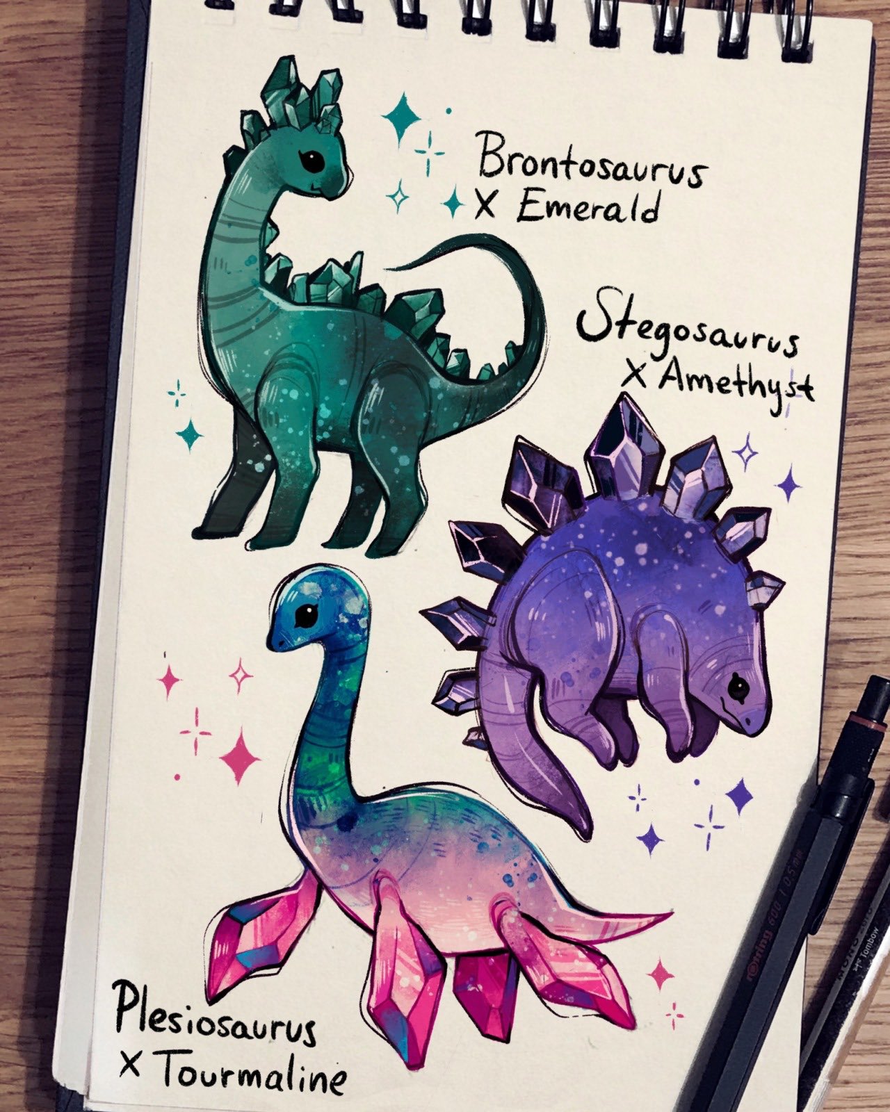 animal, animal_focus, aqua_gemstone, brontosaurus, commentary, creature, crystal, dinosaur