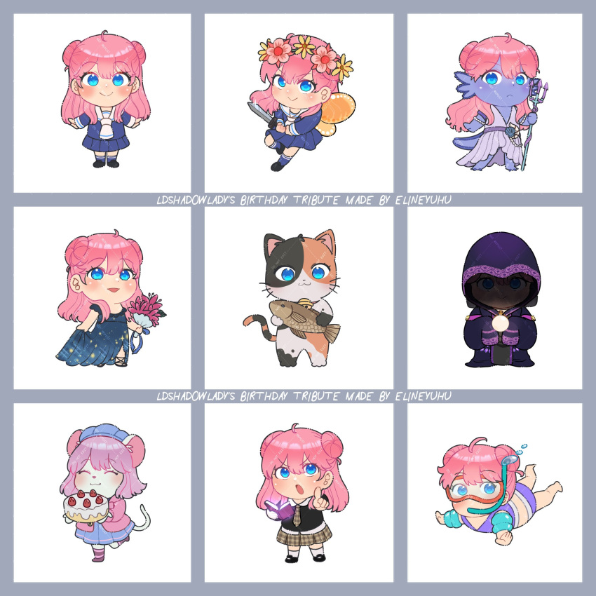 6+girls, :3, animal, animal_ears, animification, axolotl_ears, axolotl_girl, axolotl_tail