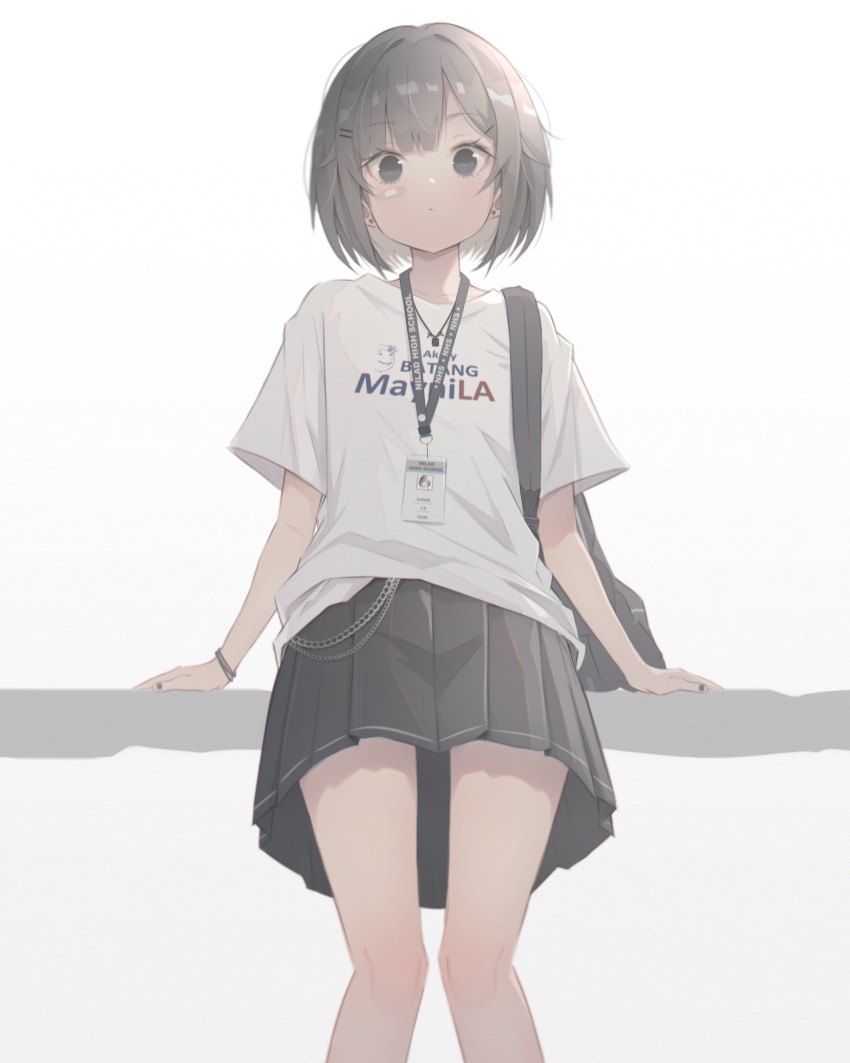 1girl, absurdres, backpack, bag, bandaid, bandaid_on_face, black_bag, black_eyes