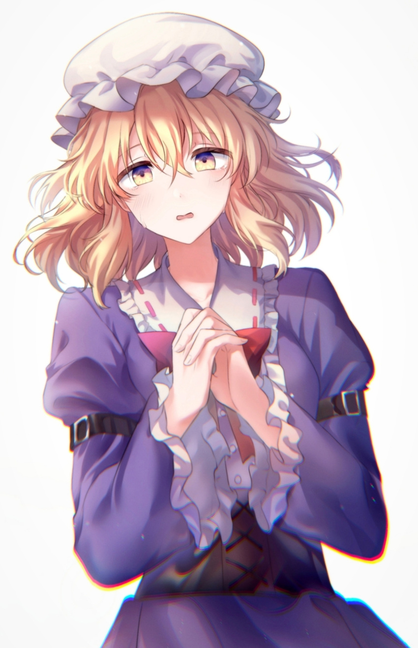 1girl, black_corset, blonde_hair, bow, bowtie, commentary_request, corset, dress