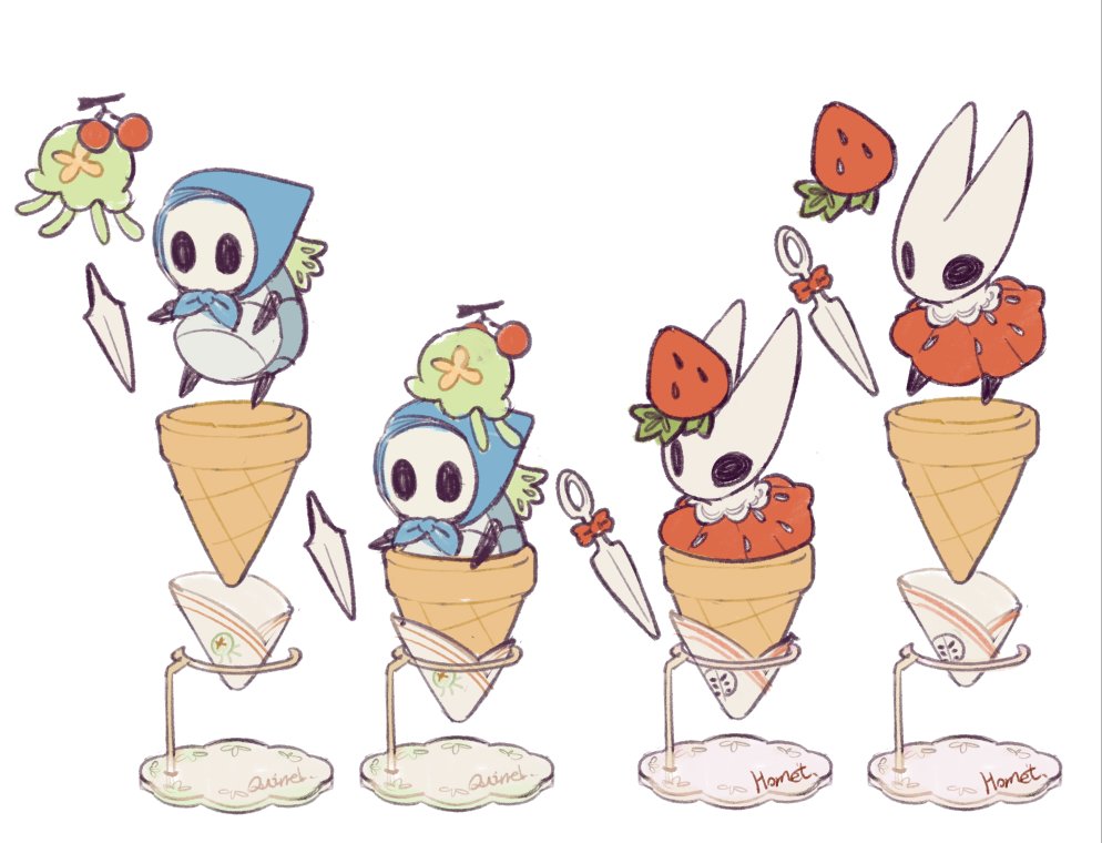 arthropod_boy, arthropod_girl, blue_hood, bow, cherry, concept_art, dress, fioco_virus