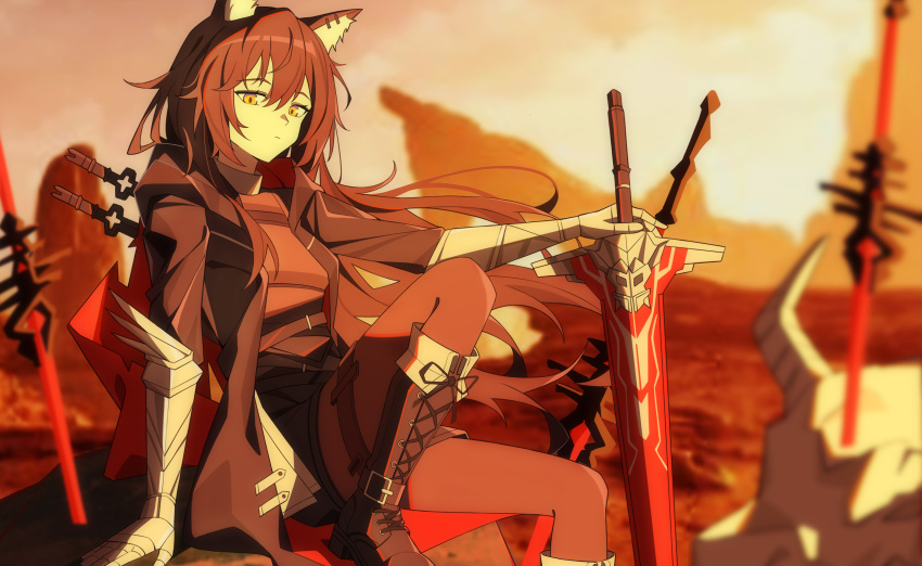 1girl, absurdres, animal_ear_fluff, animal_ear_piercing, animal_ears, arknights, black_cape, black_hair