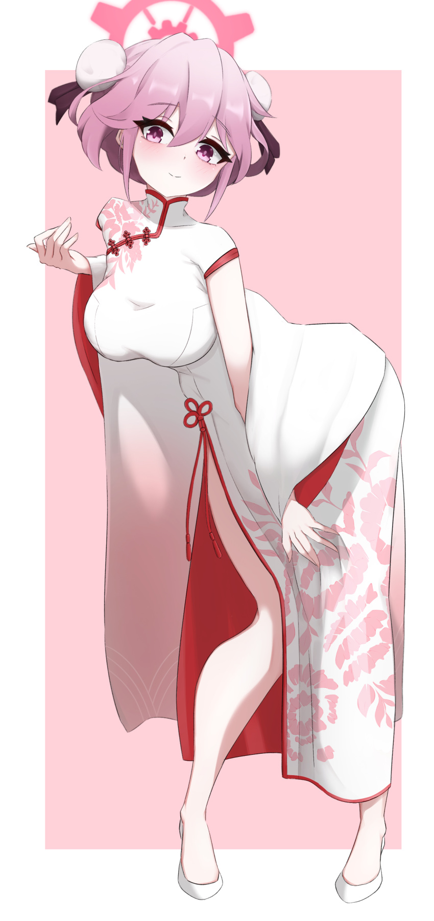 1girl, absurdres, blue_archive, breasts, chef_rat, china_dress, chinese_clothes, dress