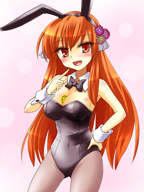 beatmania, beatmania_iidx, between_breasts, breasts, bunny_ears, bunnysuit, iroha_(beatmania_iidx), long_hair