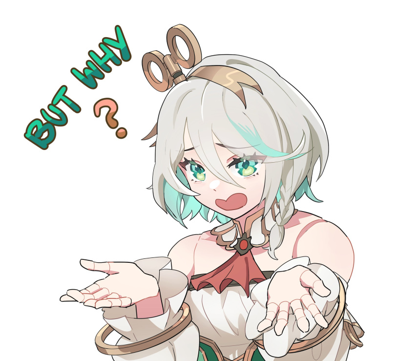 braid, cecilia_immergreen, colored_inner_hair, cropped_torso, doll_joints, doumucchi, dress, english_commentary
