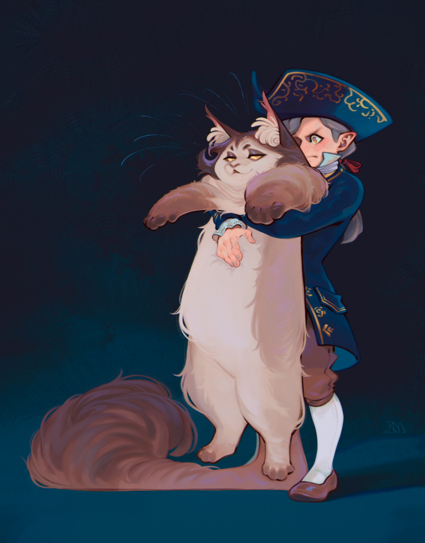 1boy, 1girl, absurdres, alcina_dimitrescu, animalization, black_hair, blush, cat