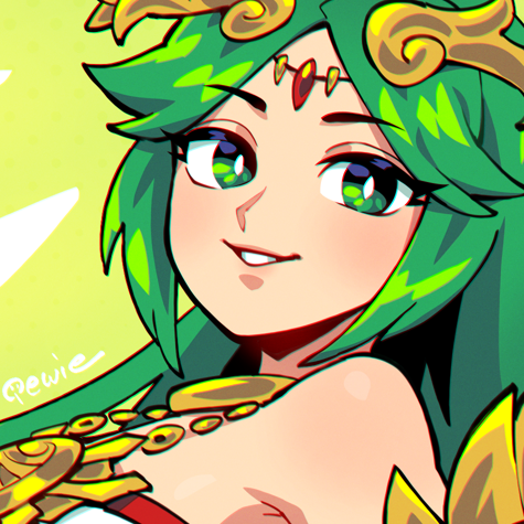 1girl, 333_(dqqqdle), chain, diadem, gold_chain, green_eyes, green_hair, kid_icarus