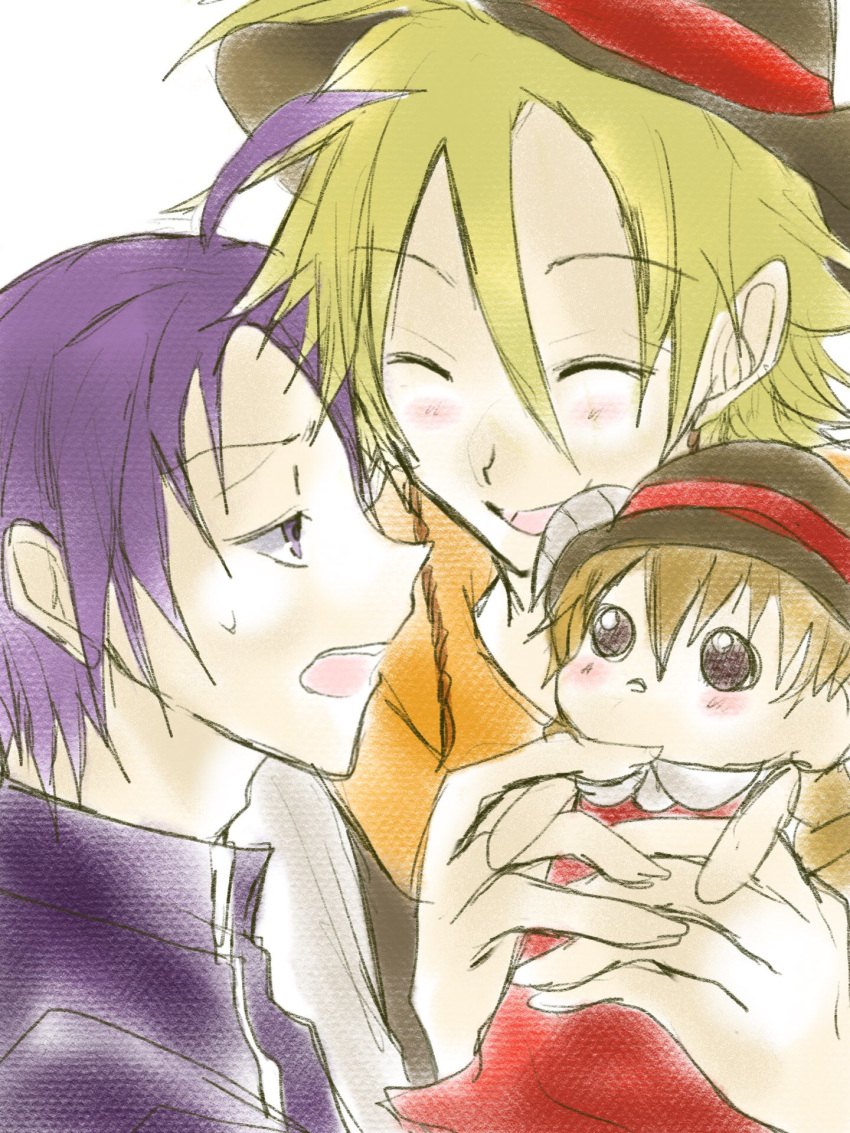 ahoge, alicein_mikuni, alicein_misono, blonde_hair, braid, brothers, closed_eyes, doll