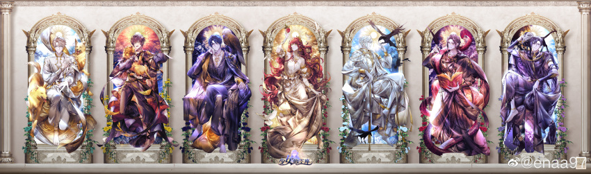 1girl, 6+boys, ;d, absurdres, adrian_aselva_hubrlgy, aiguillette, albert_nomad, alex_pepsilia