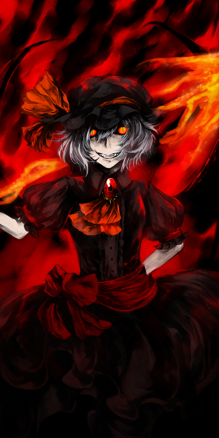 bad_id, bat_wings, blue_hair, coli, collie, fangs, fire, grin