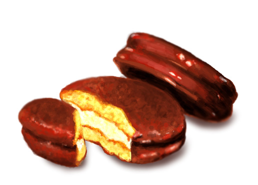choco_pie, commentary_request, dessert, food, food_focus, no_humans, original, realistic