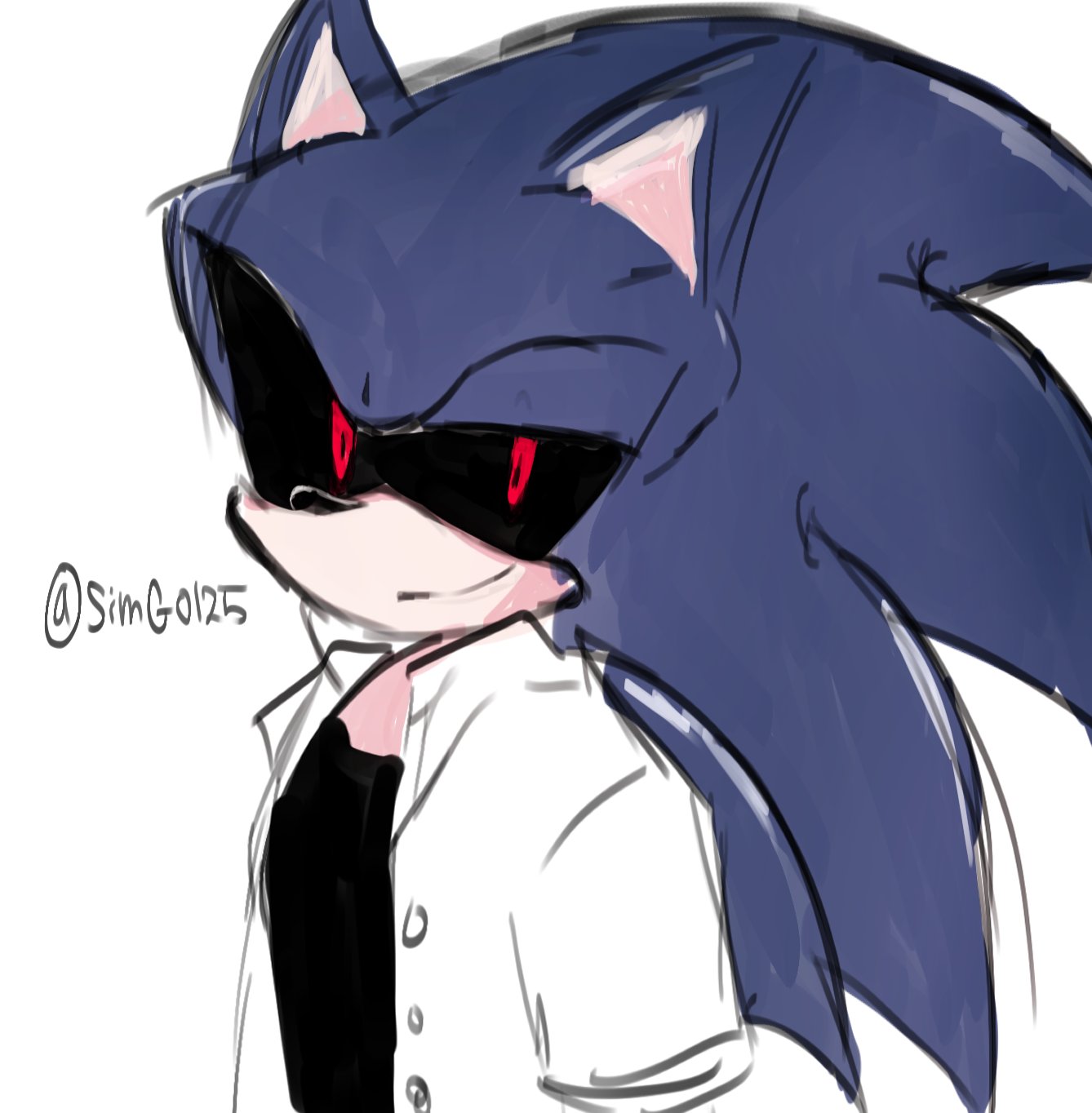 1boy, alternate_costume, animal_ears, animal_nose, artist_name, black_sclera, black_shirt, blue_fur