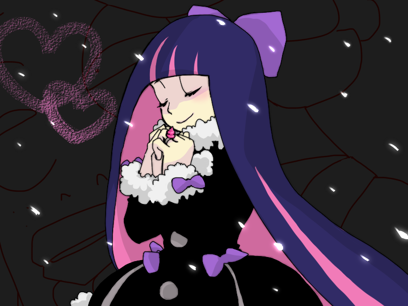 busaiku, couple, ghost_(psg), jewelry, multicolored_hair, nail_polish, panty_&amp;_stocking_with_garterbelt, ring, solo, stocking_(character), stocking_(psg), takahisa00, two-tone_hair