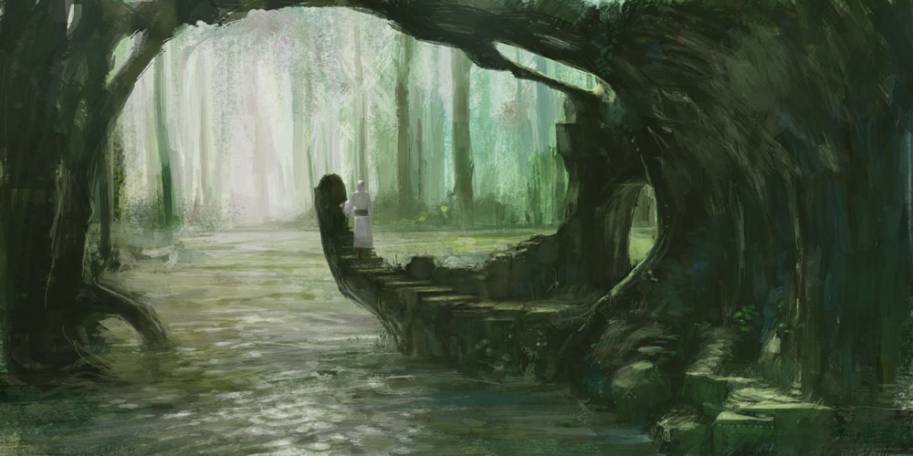 1other, ambiguous_gender, edomon_(toriaezu), forest, nature, original, outdoors, robe
