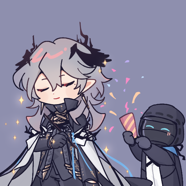 1boy, 1other, ^_^, ambiguous_gender, arknights, black_gloves, black_jacket, black_pants