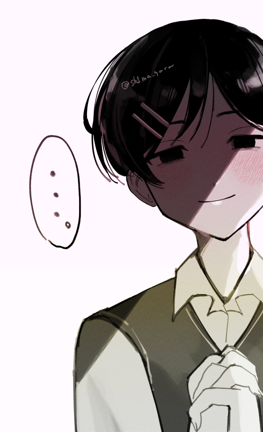 ..., 1girl, absurdres, blush, collared_shirt, commentary_request, dress_shirt, futsuu_no_keion-bu