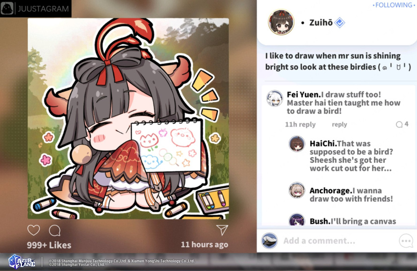 anchorage_(azur_lane), azur_lane, blunt_bangs, blush_stickers, bush_(azur_lane), closed_eyes, closed_mouth, commentary