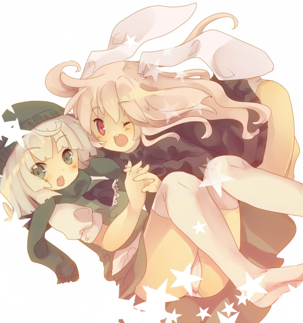 animal_ears, beanie, blush, bunny_ears, contemporary, hat, konpaku_youmu, long_hair