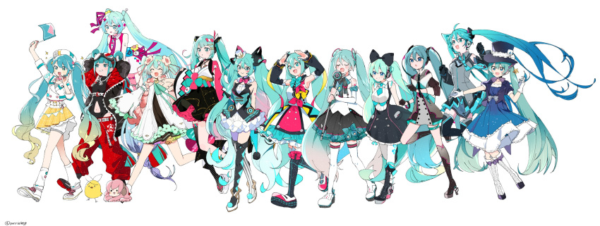 39, 6+girls, :d, :o, absurdly_long_hair, absurdres, ahoge, arm_tattoo