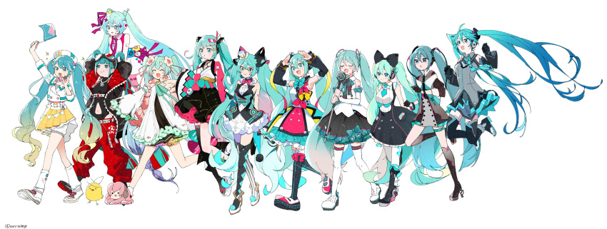 39, 6+girls, :d, :o, absurdly_long_hair, absurdres, ahoge, arm_tattoo