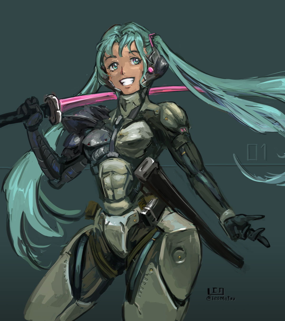 abs, aqua_eyes, aqua_hair, artist_request, cosplay, hatsune_miku, highres, holding