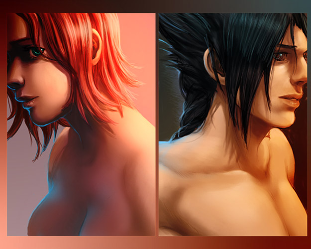 black_hair, green_eyes, haruno_sakura, julia_lichty, naruto, pink_hair, uchiha_sasuke