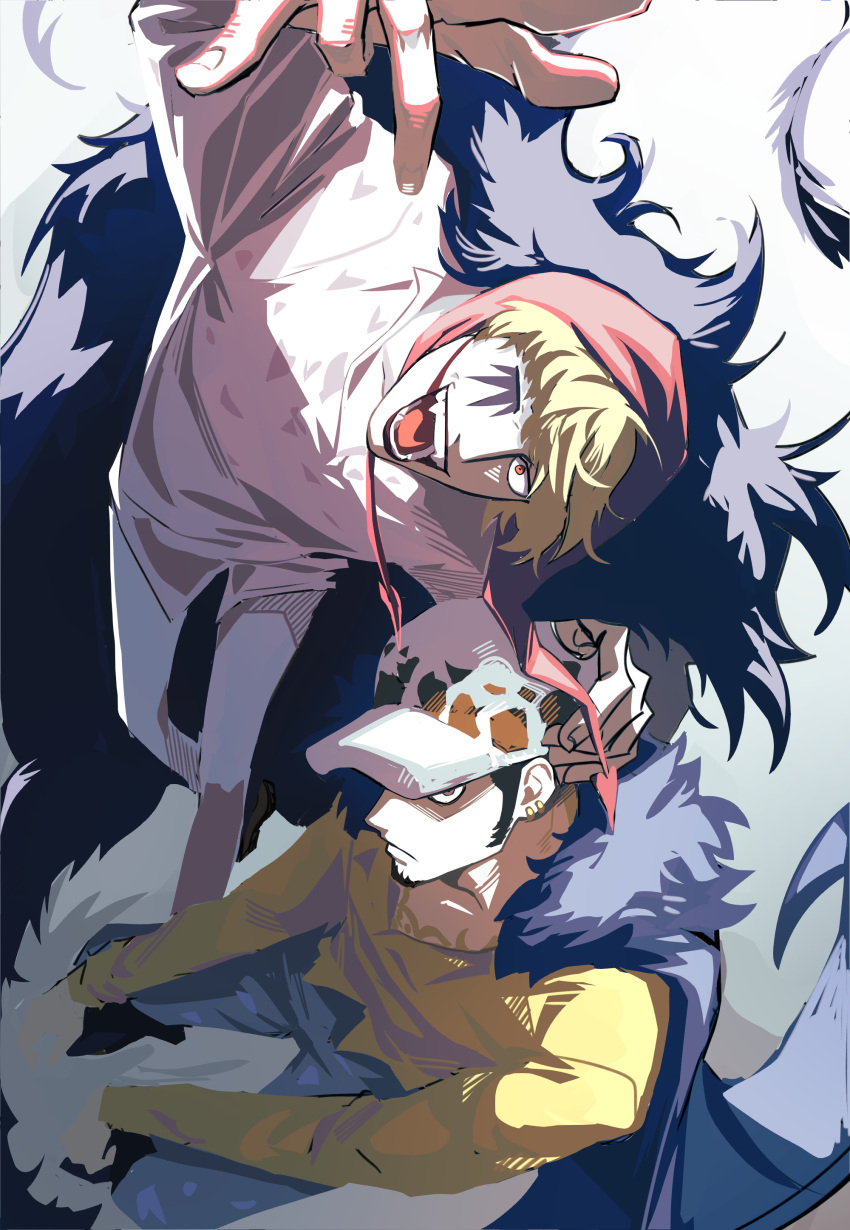 2boys, absurdres, black_cape, black_coat, black_hair, blonde_hair, cape, coat