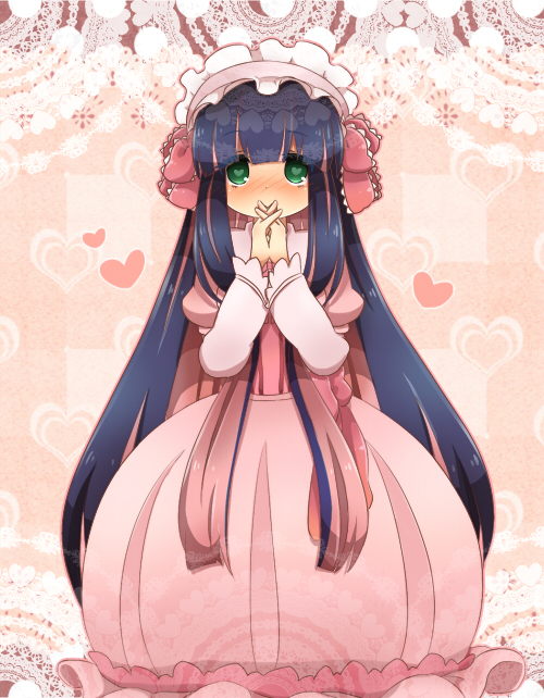 alternate_costume, bad_id, bangs, blunt_bangs, blush, covering, covering_face, covering_mouth