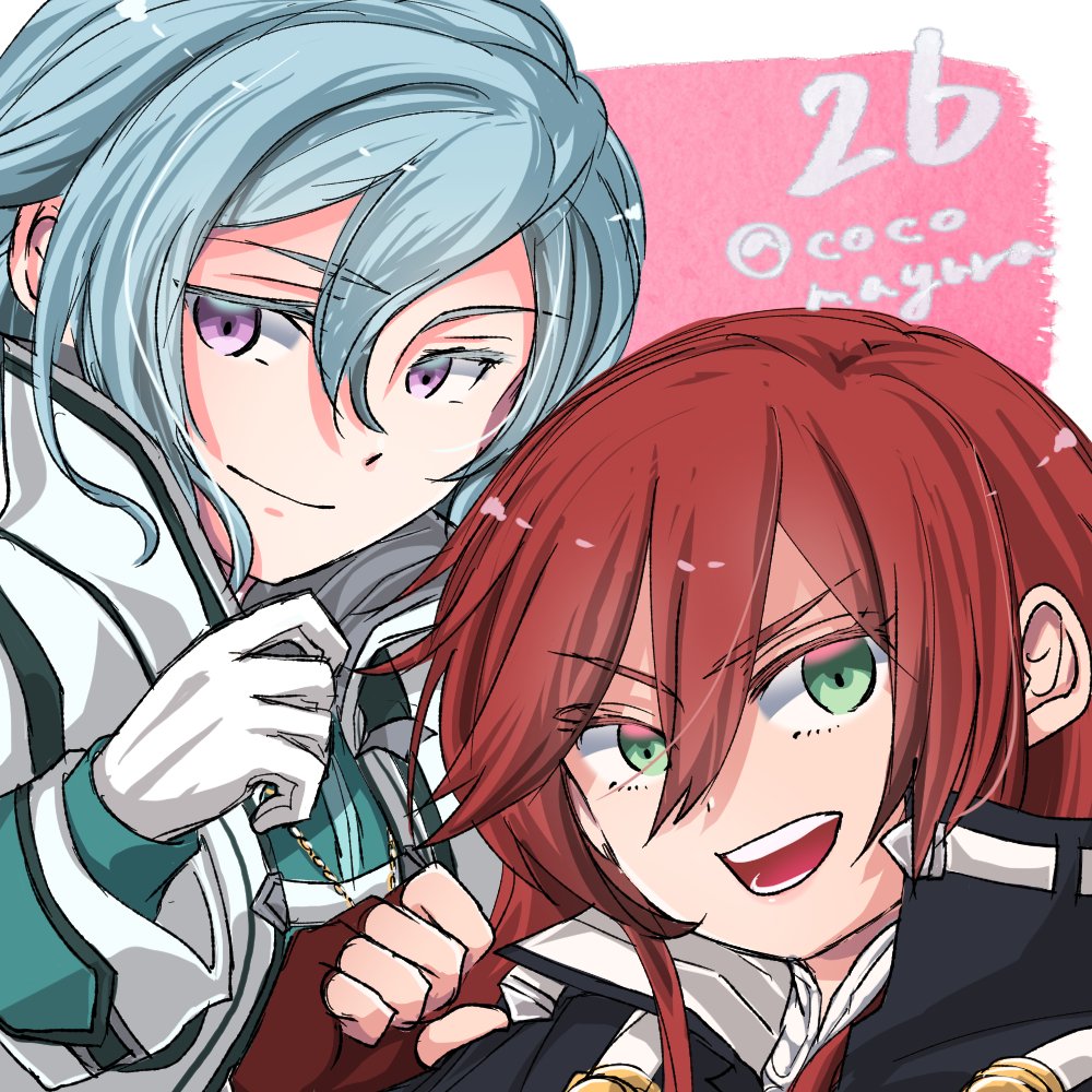 1boy, 1girl, blue_hair, border, celis_ortesia, closed_mouth, commentary, countdown